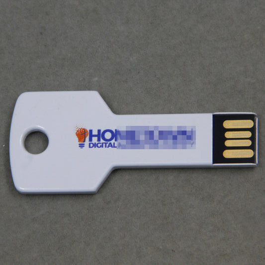 White Personalized Engraved With Logo Key Shape USB Flash Drive