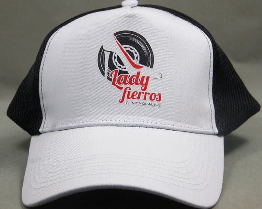 White-Black Branded Customize Mesh Hat