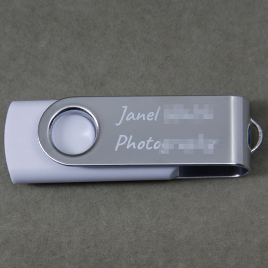 White Swivel Personalized Promotional Engraved Memory Sticks