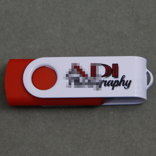 White-Red Swivel Personalized Branded USB Memory Stick