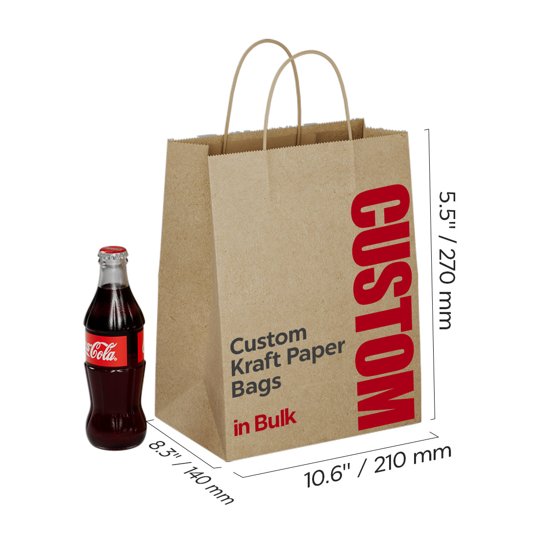 Custom Bulk Kraft Paper Bags Personalized Logo Printed Grocery Bags in Multiple Sizes(ATS-002-6)