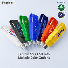 Custom Type C USB Flash Drive Promotional 2 in 1